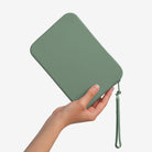 Sage Green Strapsicle Clutch Kindle Bag with handle carrying handheld devices comfortably - Buy Kindle Accessories Direct