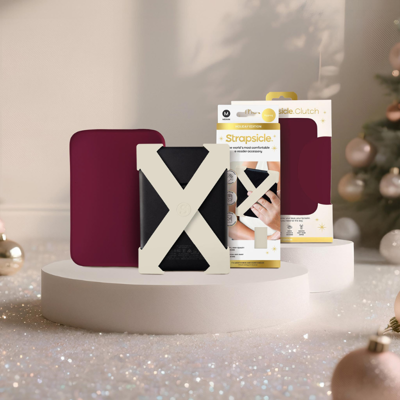 A eggnog strap with mulled wine clutch fits perfectly over your Kindle - Buy Kindle Accessories Direct