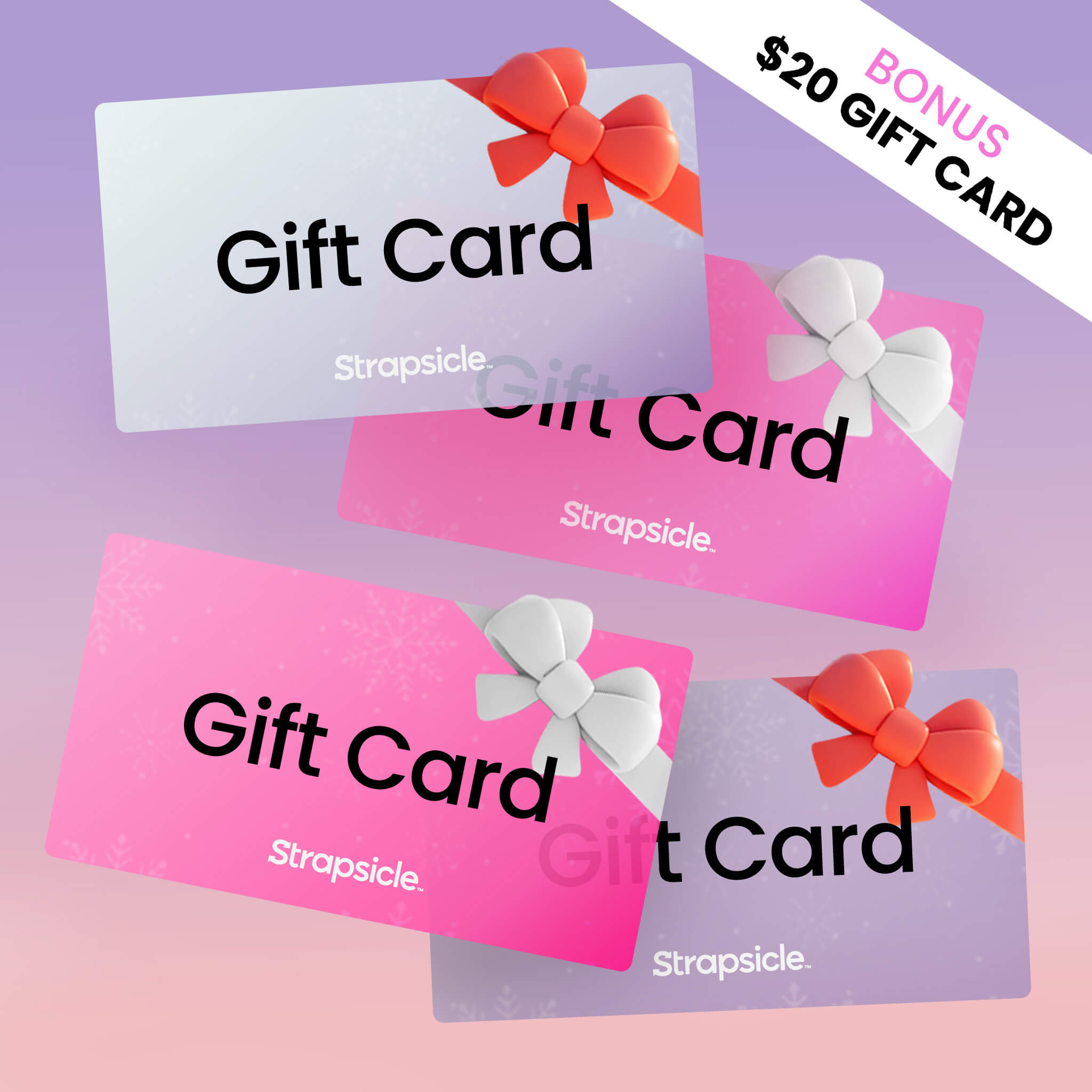Strapsicle Gift Cards, Purple, Pink, Green and Blue, perfect gift card for your favourite kindle accessories like Straps, Clutches or Clear Cases!