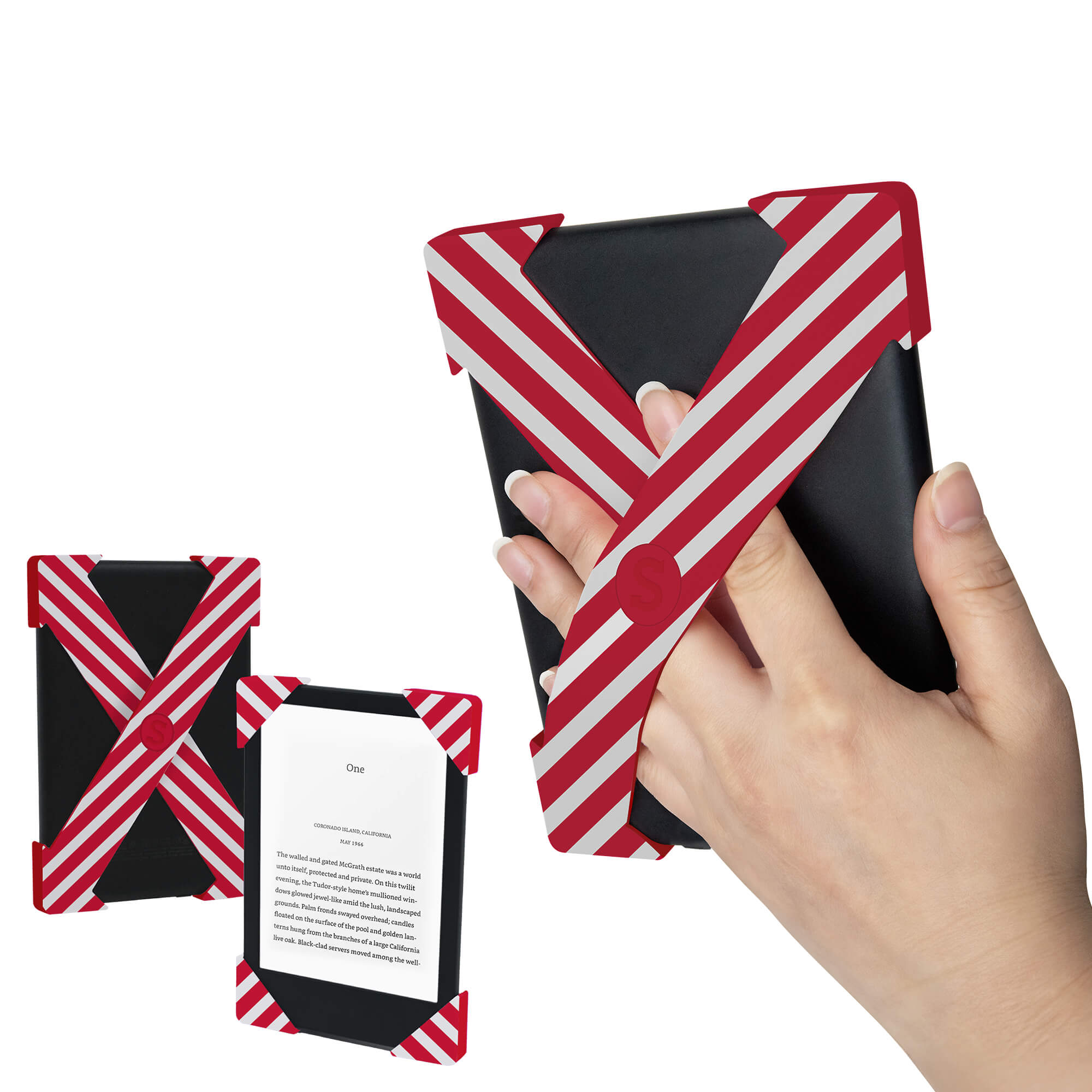 Holiday Candy Cane Kindle Straps - Set of Two | eReaders best companion for a comfy, secure grip that makes reading anywhere drop-free! - Buy Kindle Accessories Direct