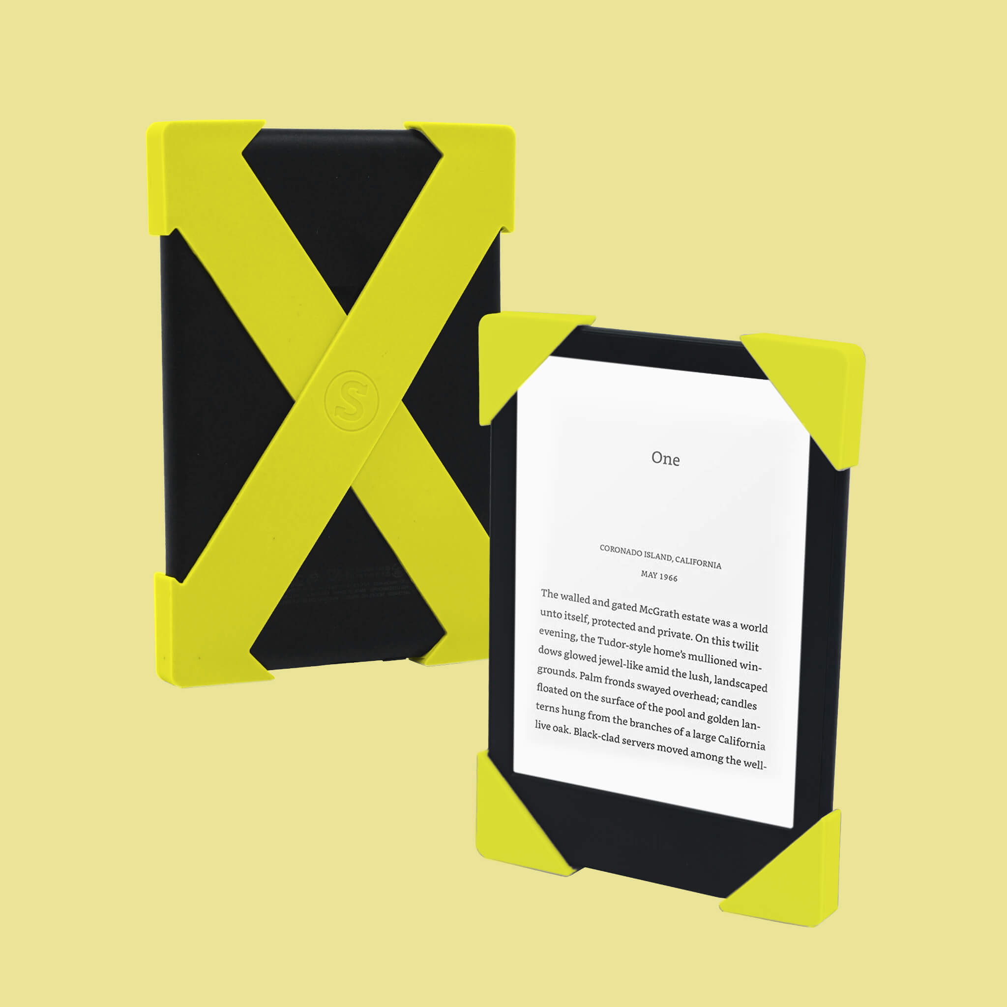 Neon Lemon Kindle Straps - Set of Two | eReaders best companion for a comfy, secure grip that makes reading anywhere drop-free! - Buy Kindle Accessories Direct