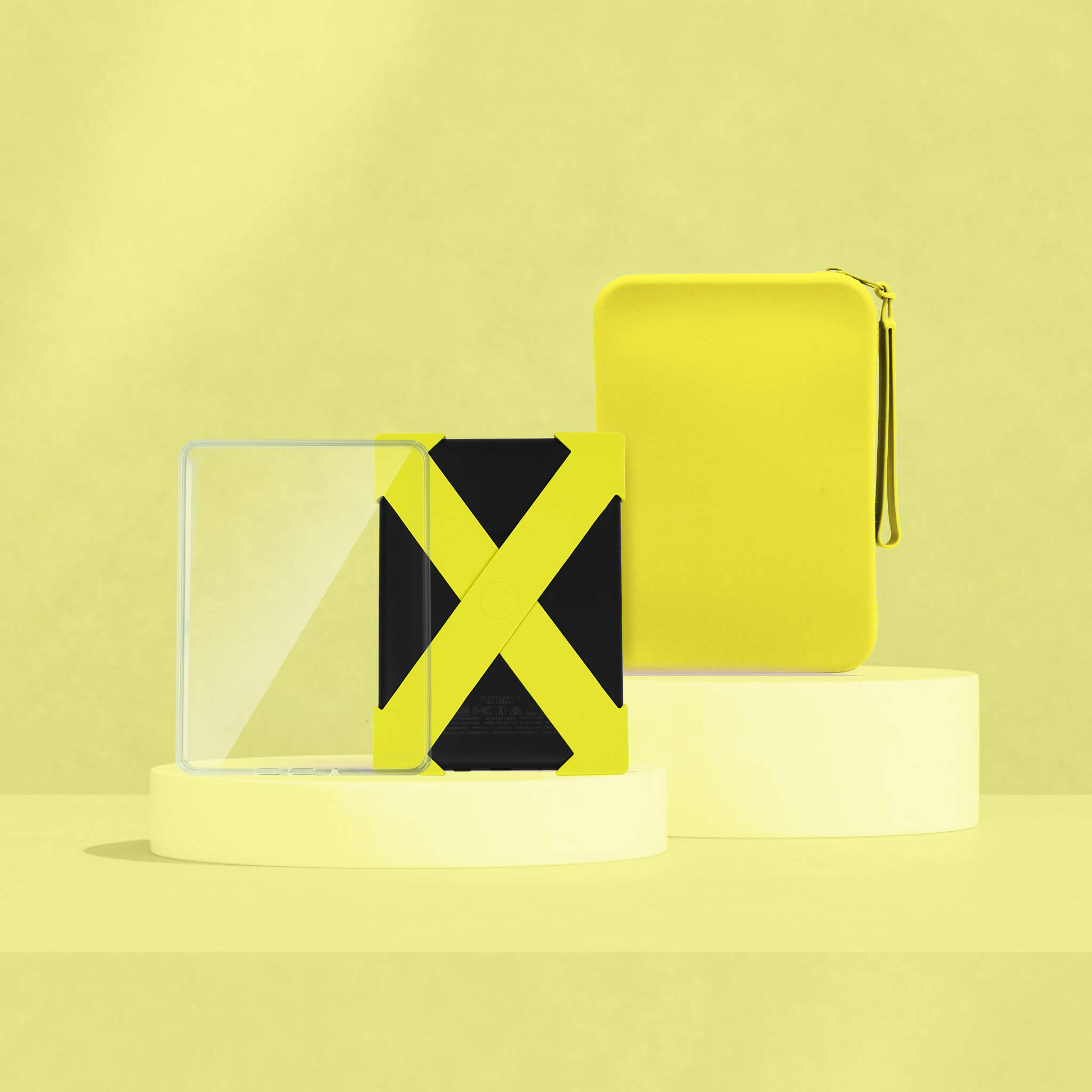 Strapsicle Neon Lemon Kindle Straps, Neon Lemon Clutch Kindle Bag with handle, and clear case  - Buy Kindle Accessories Direct