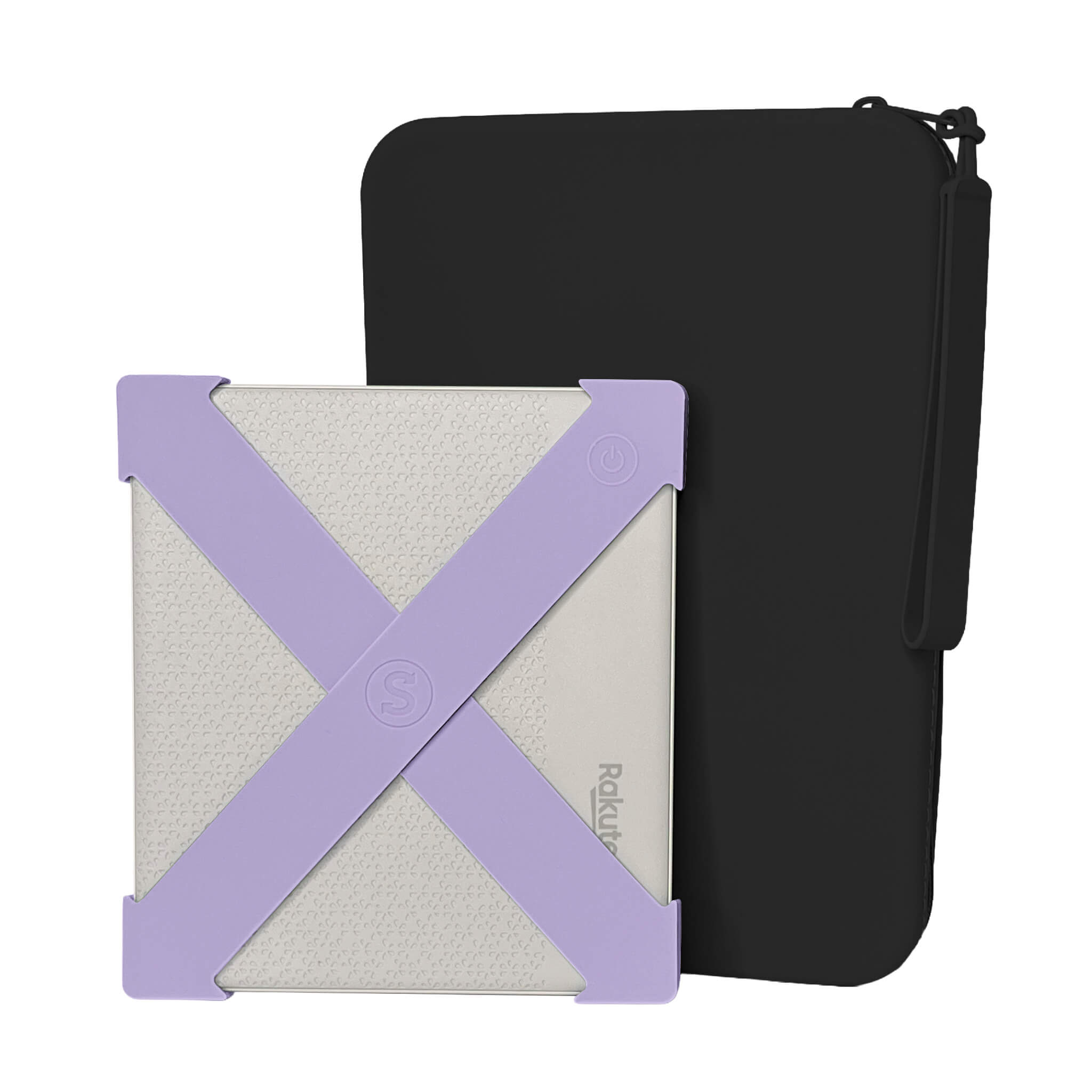 A Kobo Lilac Straps and Large Black Clutch - Buy Kindle Accessories Direct