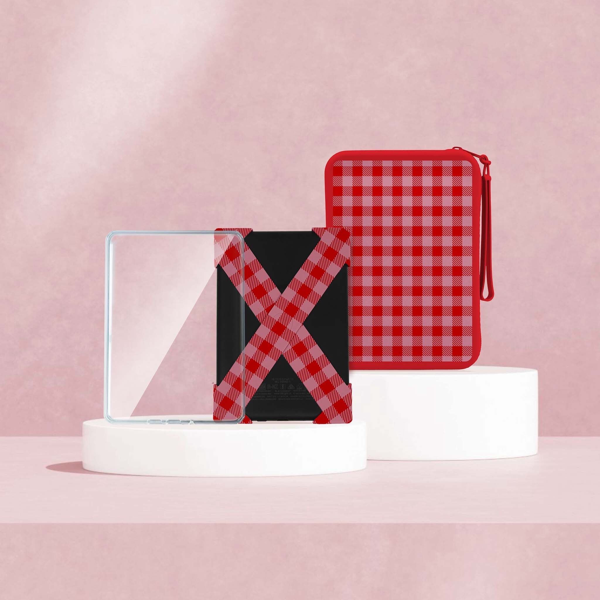 Strapsicle Gingham Kindle Straps, Gingham Clutch Kindle Bag with handle, and clear case  - Buy Kindle Accessories Direct