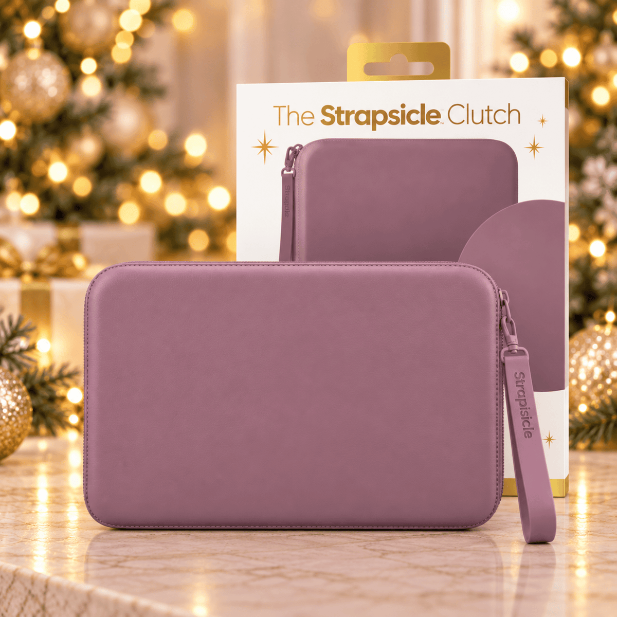 Plum Strapsicle Clutch Kindle Bag with handle carrying handheld devices comfortably - Buy Kindle Accessories Direct