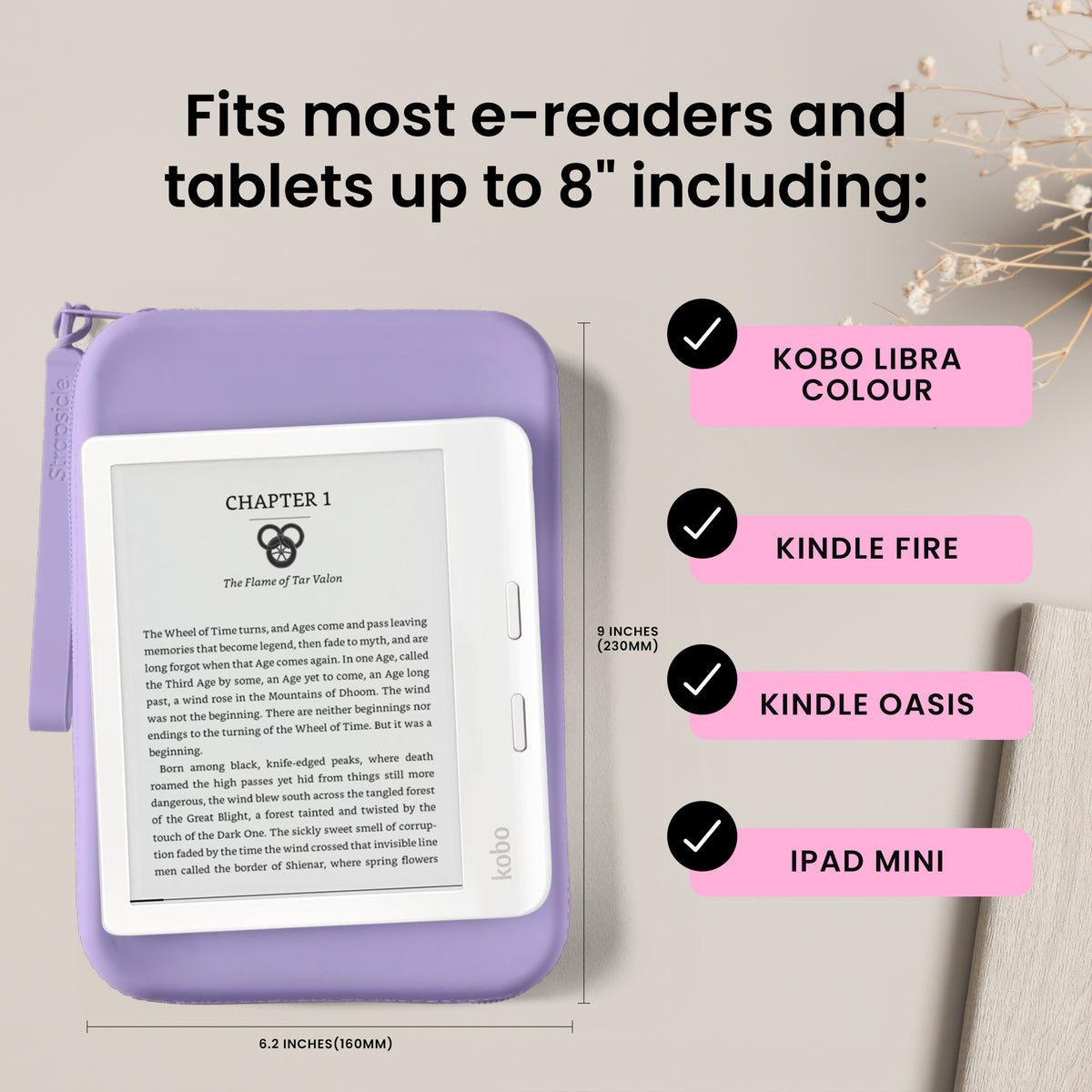 E-readers and tablets that fit the Strapsicle Large clutch