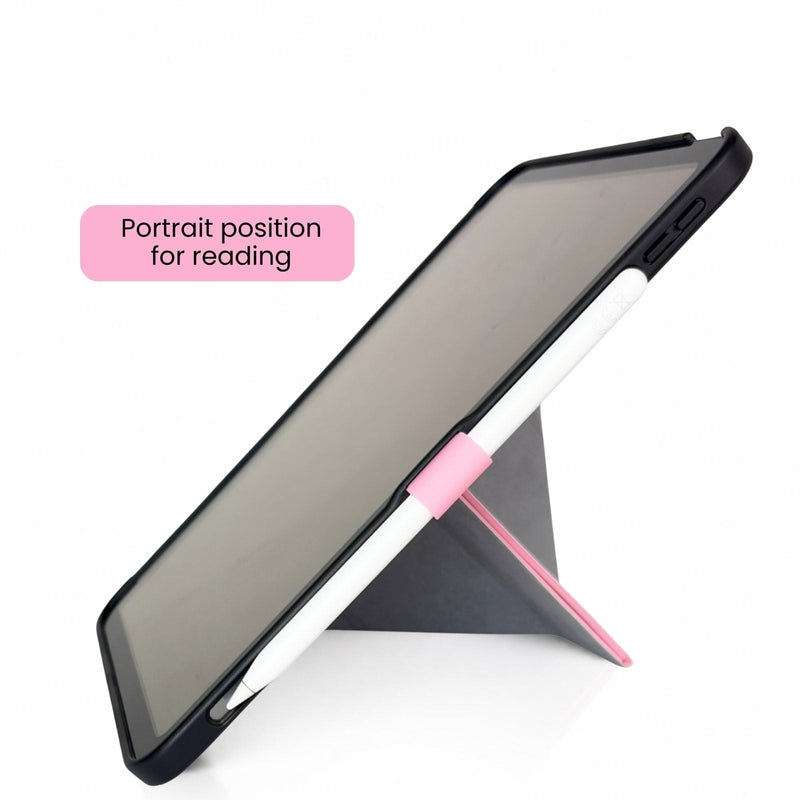 iPad case in reading position with Apple Pencil