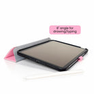 Pink iPad case at an 8 degree angle for typing