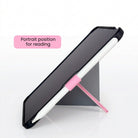 Pink iPad mini case in portrait reading position