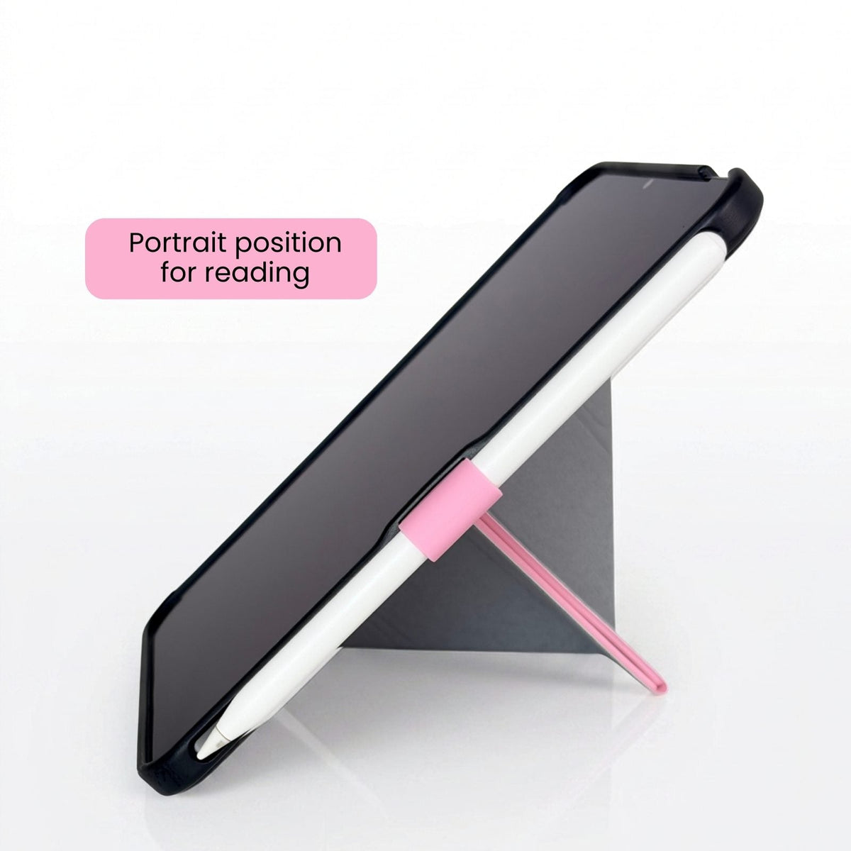 Pink iPad mini case in portrait reading position