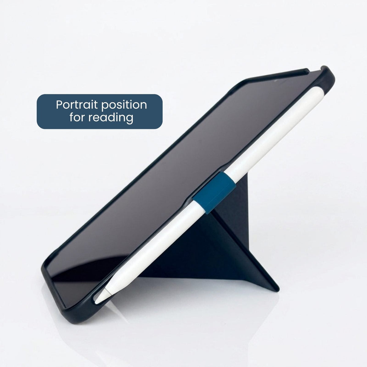 iPad mini case folded into portrait position